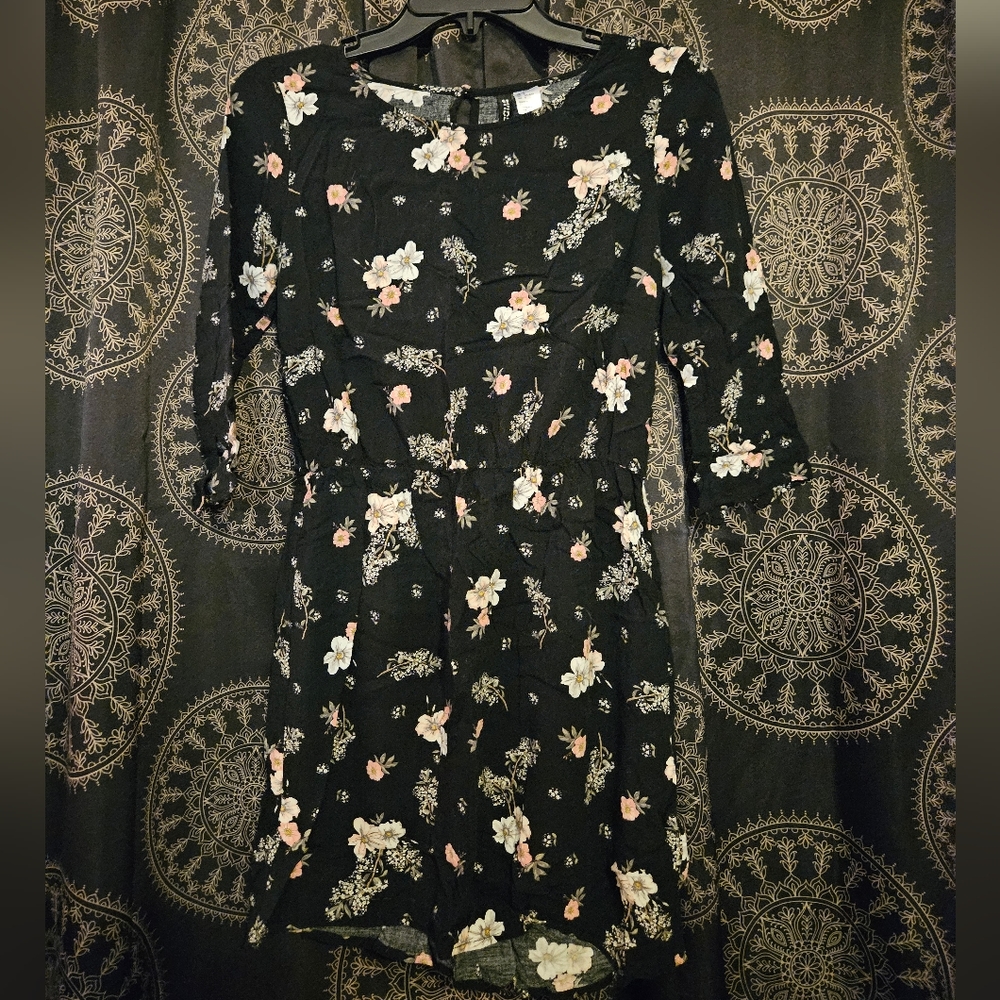 H&M black floral print dress